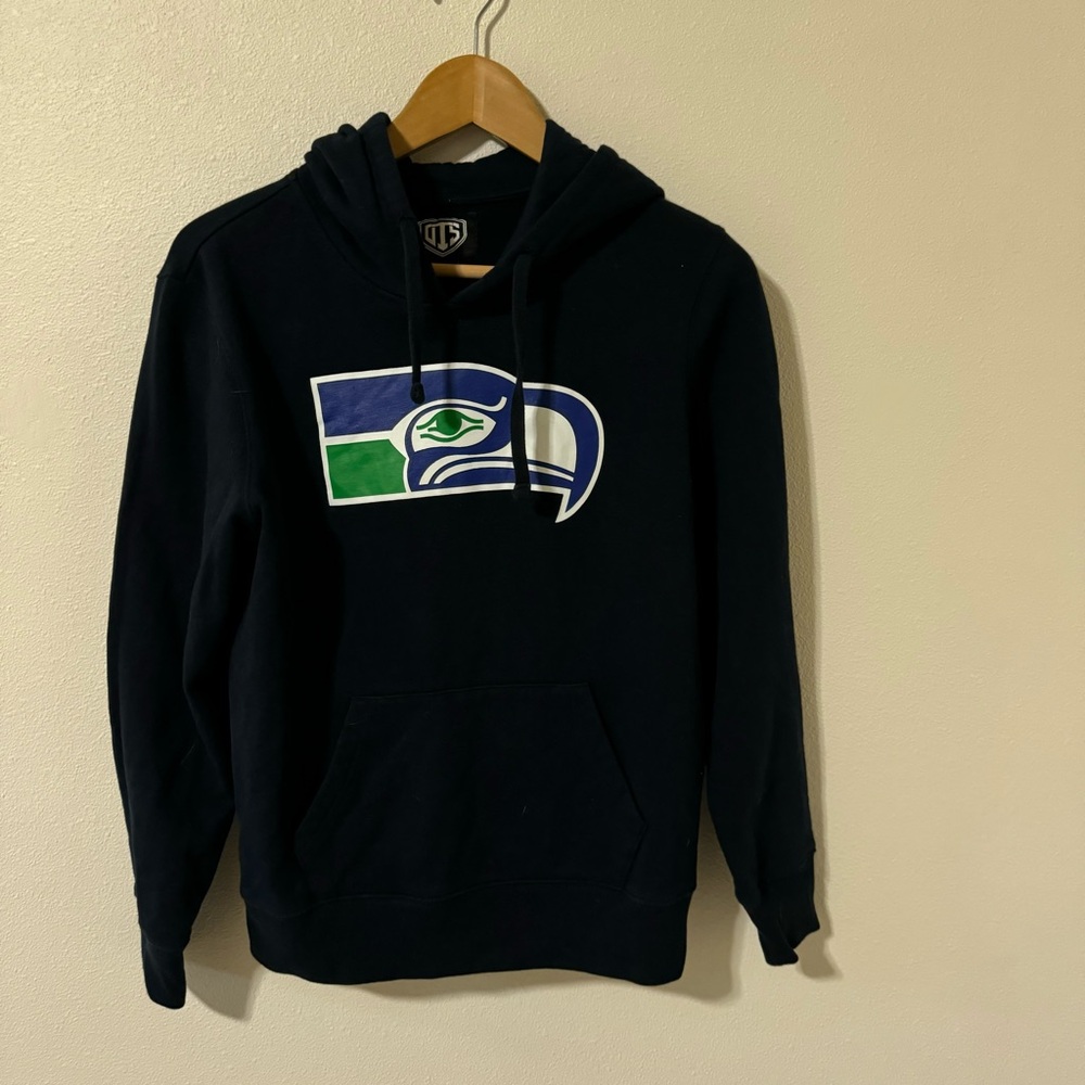 Seattle Seahawks DTS Retro Logo Hoodie Black NFL Fan Wear-Medium